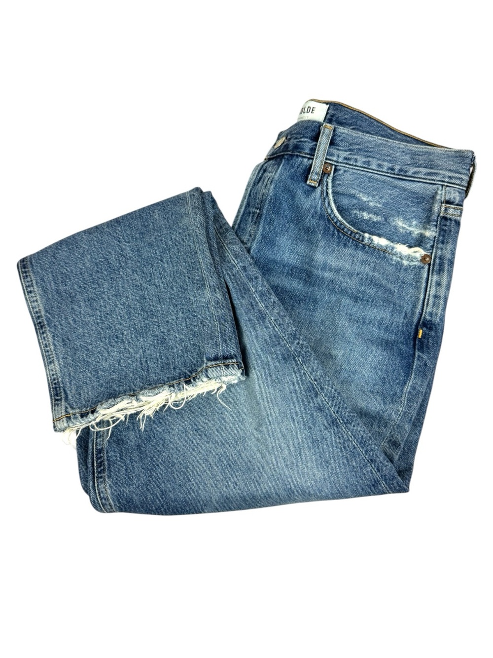 Agolde Riley High Rise Straight Crop Jeans Blue Button Fly Size‎ 29